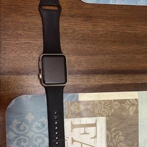 Rose Gold Apple Watch with Black Band